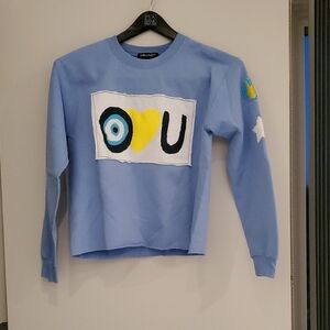 Blue Sweatshirt with Graphic Design